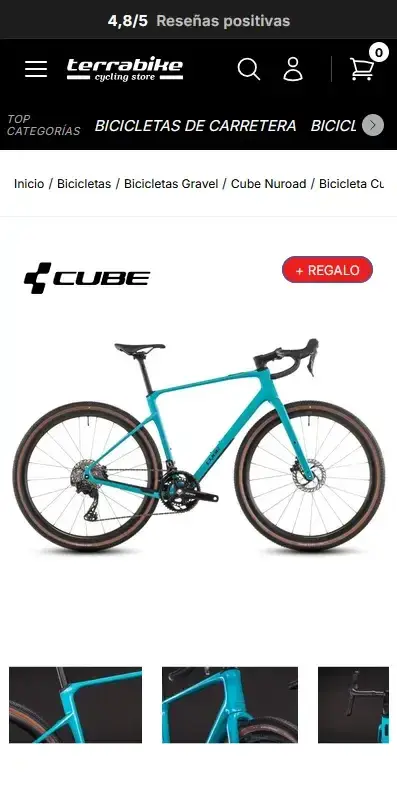 Tienda online terra-bike.com en móvil: ficha de bicicleta Cube gravel, por Wecomm