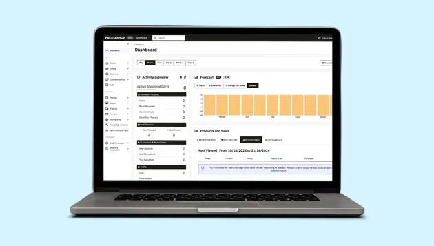 PrestaShop versión 9 en versión escritorio del backoffice Wecomm Solutions