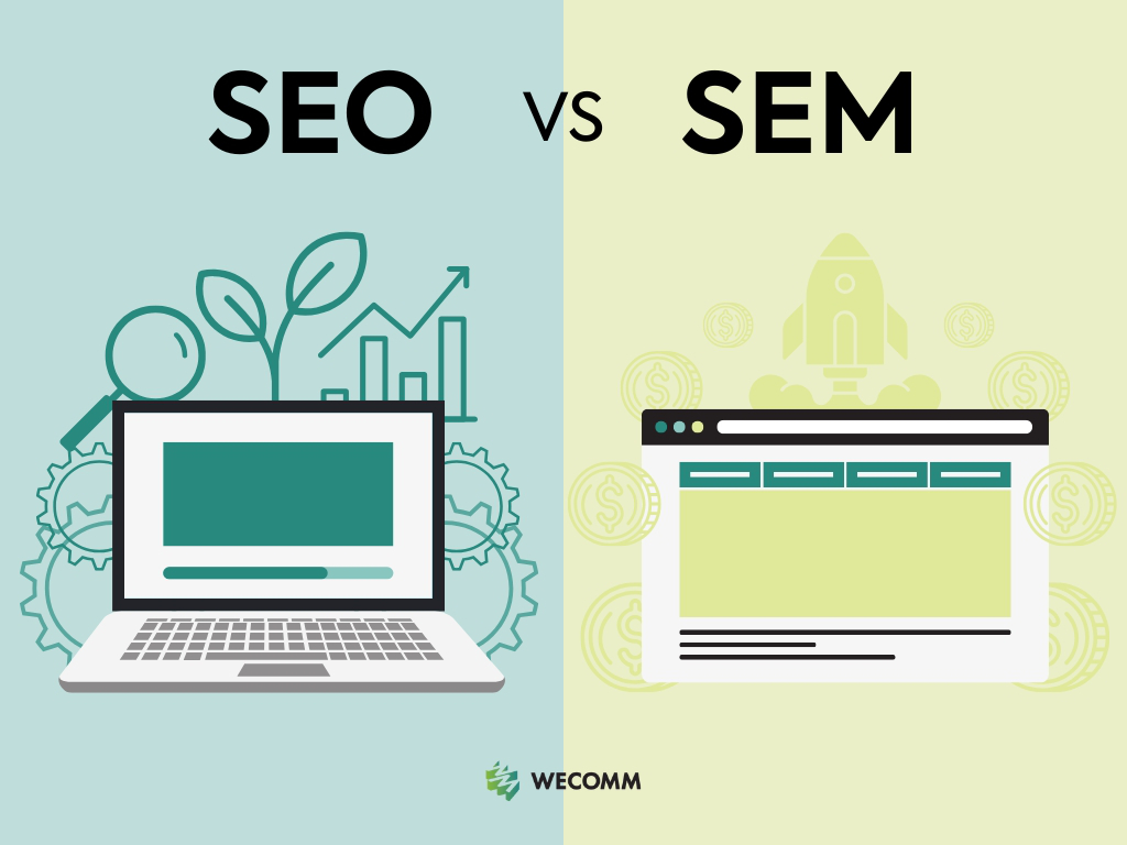 Comparativa visual entre SEO y SEM.