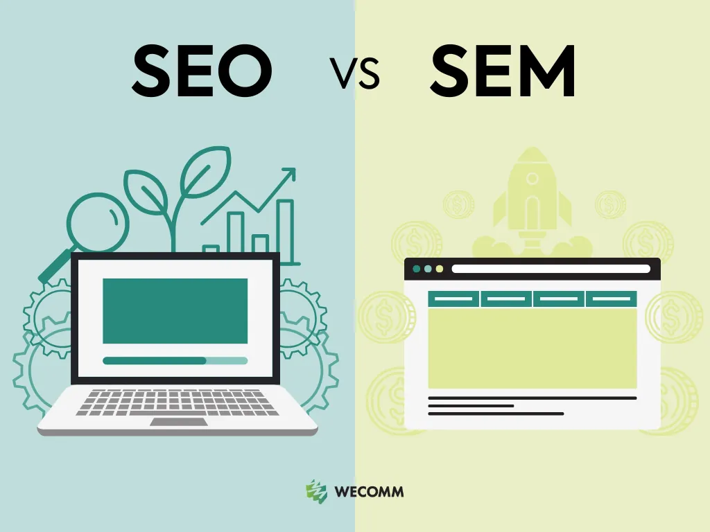 Comparativa visual entre SEO y SEM.