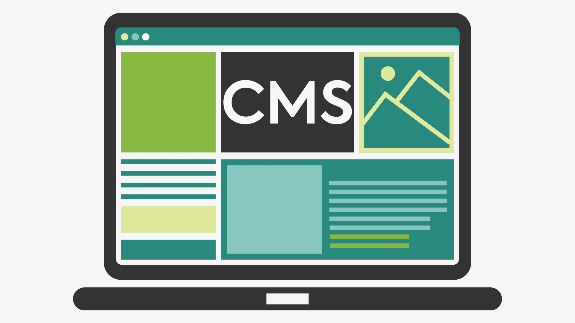 “Ilustración de un ordenador mostrando un CMS para gestionar contenidos web