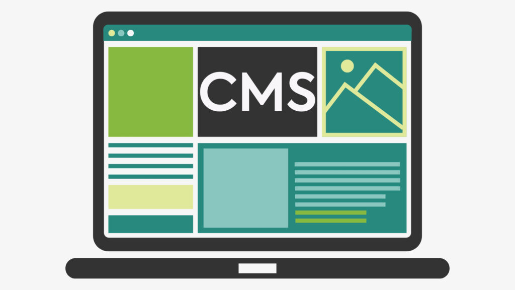 “Ilustración de un ordenador mostrando un CMS para gestionar contenidos web